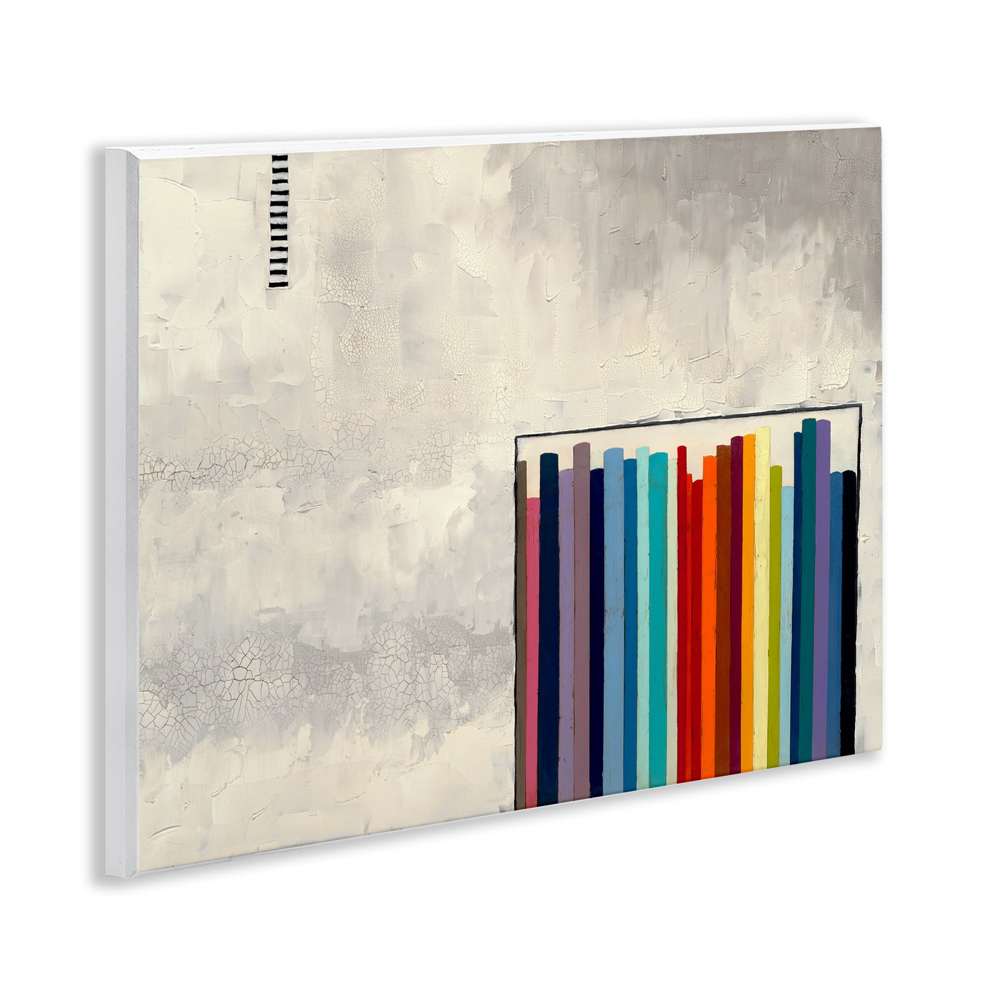 Stupell Industries Rainbow Shapes over Grey Abstract Painting Unframed Art Print Wall Art, 14 x 11