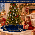 thumbnail image 5 of Lomyolo 48Inch Christmas Tree Skirt - Luxury Velvet with Sparkling Gold Lace Trim, Scalloped Edge Xmas Tree Skirt for Merry Christmas Party Gift Holiday Home Decor - Navy Blue, 5 of 8