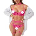 thumbnail image 5 of Gibobby Conjuntos de bragas de encaje Conjunto de Ropa Interior Sexy para Mujer Lenceria Erotica De Encaje con Cuello Sensual Lenceria Sexy para Mujer(Rosa caliente, G), 5 of 5