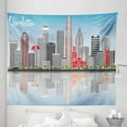 thumbnail image 1 of North Carolina Tapestry, Charlotte Skyline with Urban Skyscrapers Buildings City Landscape, Fabric Wall Hanging Decor for Bedroom Living Room Dorm, 5 Sizes, Blue Pale Grey Coral, by Ambesonne, 1 of 1