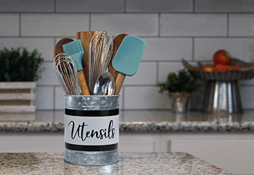 Flatware Sauce Spoon Silverware Great for Keeping Your Kitchen Tidy Kitchen Utensil Holder Tongs Utensil Crock Organizer Caddy For Cooking Farmhouse Kitchen Décor and More 