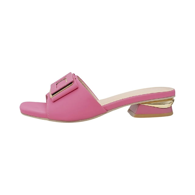 CHGBMOK Sandals Womens Slide - On Sandals with Decorative Buckle Detail and Smooth Insole Sizes 36-42