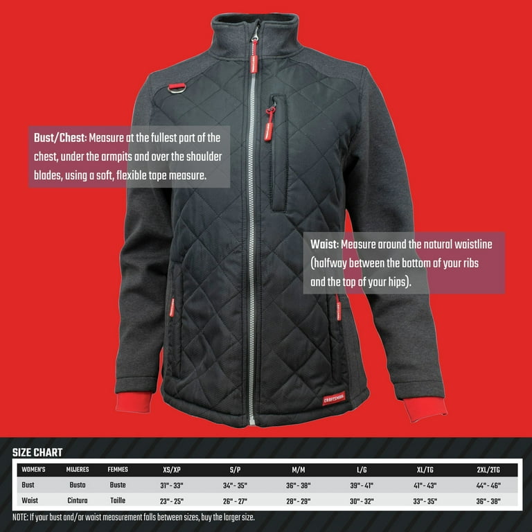 Craftsman CMXCGRAJ11GD1 M 20V Lithium Ion Cordless Women s Hybrid Heated Jacket 2 Ah Medium Black