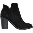 thumbnail image 4 of Women's Chunky Stacked Heeled Booties Side Zipper Suede Ankle Boot Black 9, 4 of 5