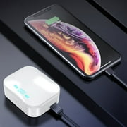 Wearable4U White Wireless Ear Buds Bluetooth EarBuds with Charging Case Power Bank 1500 mAh Case