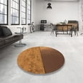 thumbnail image 4 of Ahgly Tapis Rond Lavable en Machine Intérieur Transitionnel Brun Selle, 7 Pieds Rond, 4 of 7