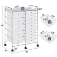 thumbnail image 2 of Topeakmart 15 Drawers Rolling Storage Cart Bin Organizer Metal Frame Plastic Drawers, White, 2 of 7