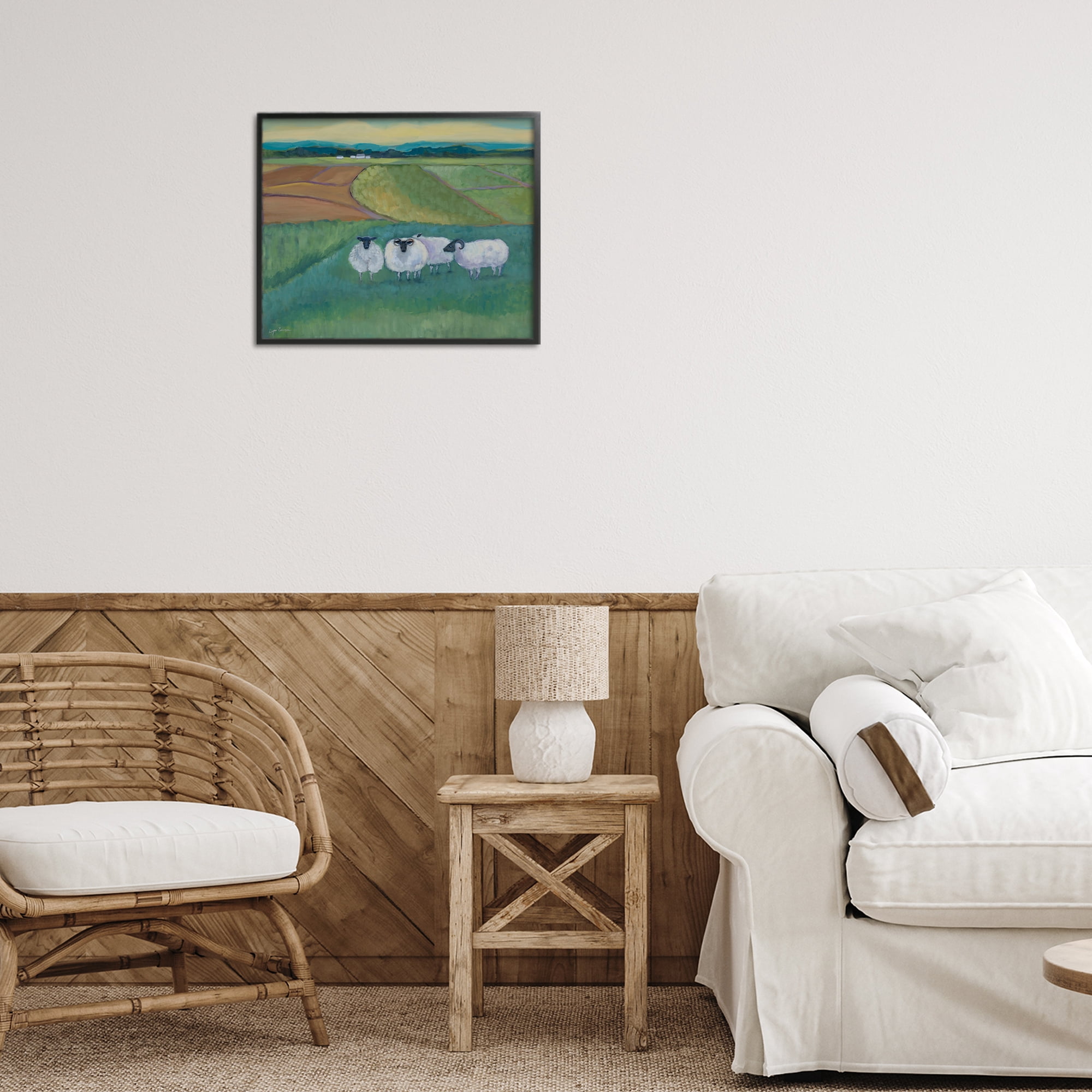 Stupell Industries Sheep Herd Meetup Black Framed Giclee Art, design by Lynn Ericson Fine Art
