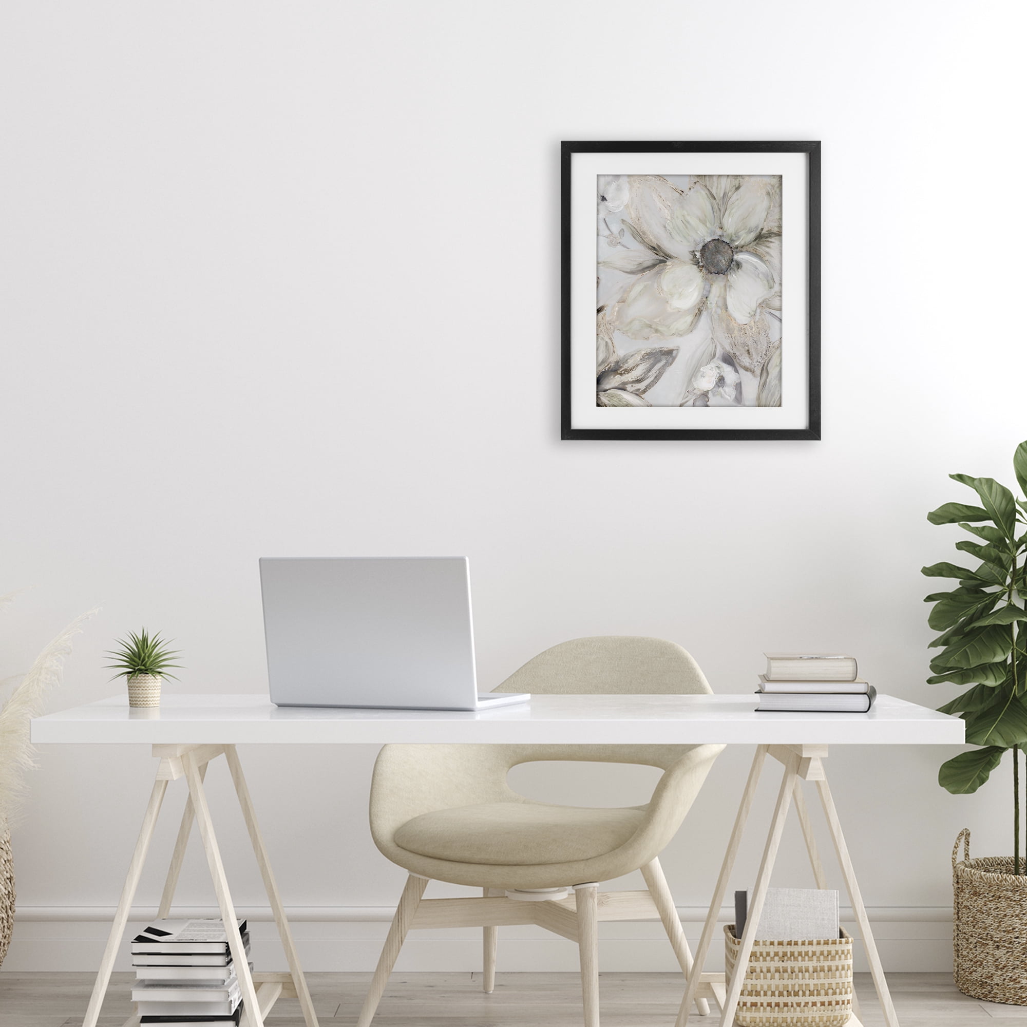 Stupell Industries Sandstone Tone Blooms Black Framed Print Under Glass, design by Carol Robinson
