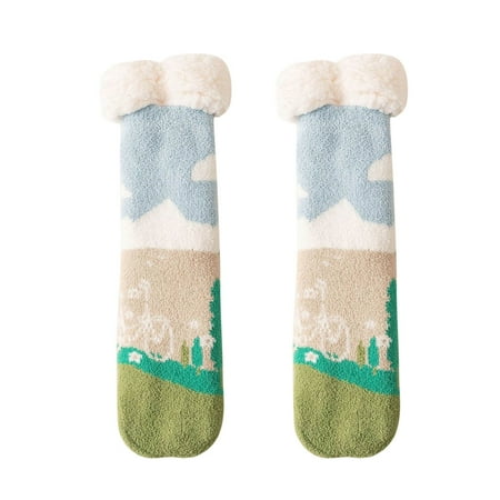

HSMQHJWE High Rise Socks Aroma Socks Women Winter Printing Velvet Thickened Coral Velvet Floor Cotton Socks Sleep Towel Socks Tick Proof Socks