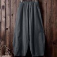 thumbnail image 1 of Cotton Linen Style Bloomers Wide Leg Pants Full Length Elegent Pants Solid Elasitic, 1 of 6