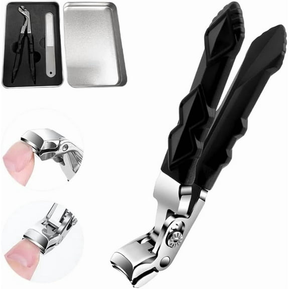 Clipmaster Pro Nail Clippers, 2025 Upgraded Large Angled Head Toenail Clippers Easy Trimming, Wide Jaw Opening Nail Clippers for Thick Nails, Long Handle Nail Clipper for Seniors Men Women (1 Set)