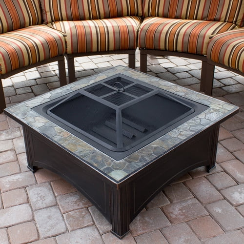 Hiland Square Slate Top Wood Burning Firepit by AZ Patio Heaters