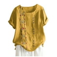 thumbnail image 3 of ZTTD Plus Size Women Bohemian Floral Embroidered Shirt Short Sleeves Top Blouse, 3 of 4