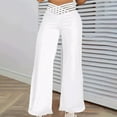 thumbnail image 2 of UAMVSH Palazzo Pants for Women Hollow Out V Crossover Waist Wide Leg Pants Flowy Loose Casual Pants Fall Fashion Clothes, 2 of 6