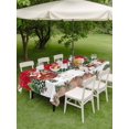 thumbnail image 3 of Outdoor Tablecloth with Umbrella Hole and Zipper, Christmas Rectangle Table Cloth 60x84 Inch Waterproof Tablecloth, Santa Claus Xmas Tree Reindeer Red Cottage Wood Plank Picnic Table Cover for Patio, 3 of 7