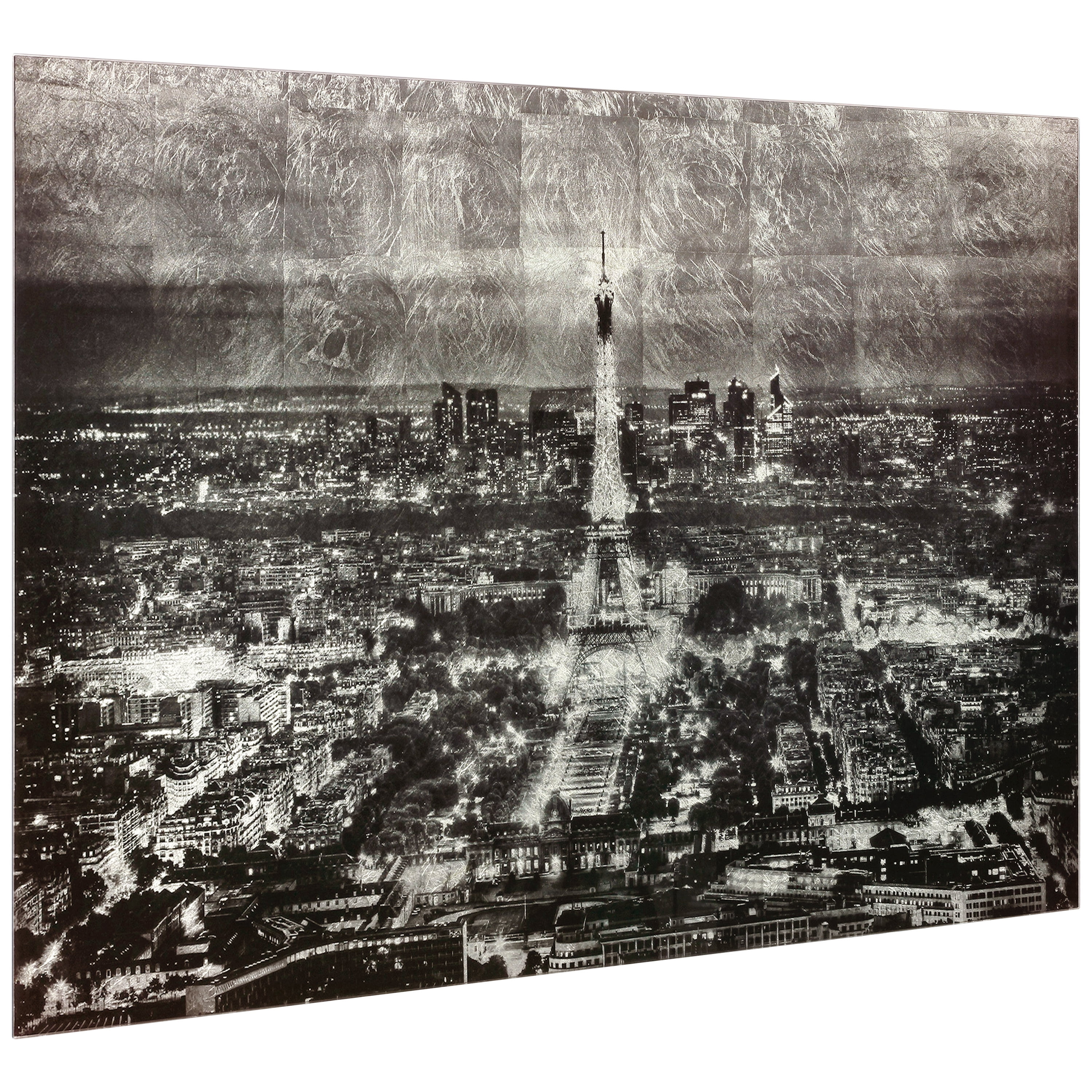 Empire Art Direct Paris at Night Reverse Printed Tempered Glass with Silver Leaf Wall Art, 32" x 48" x 0.2", Ready to Hang