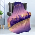 thumbnail image 4 of New Orleans Soft Flannel Fleece Blanket, City Silhouette with Important Buildings in the Sunset Ombre Effect, Cozy Plush for Indoor and Outdoor Use, 50" x 60", Purple Yellow Violet, by Ambesonne, 4 of 5