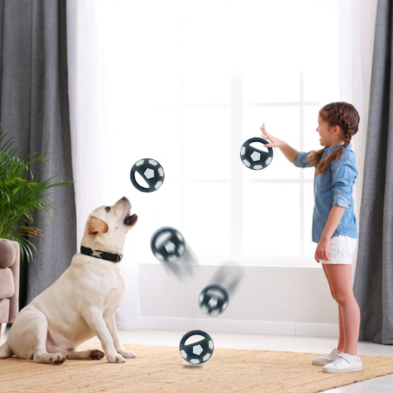 Lunxisen 1 pcs Dog Football, Interactive Lightweight Tough Squeaky Dog Toys That Float and Bounce for Teething and Teeth Cleaning, Natural Rubber Durable Football Dog Toy.