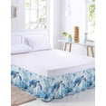 thumbnail image 2 of Sea Turtle Coastal Bed Skirt King Size, Blue Summer Beach Coral Jellyfish Wrap Around Bed Skirting with Adjustable Elastic Strap, Dust Ruffled Pleated Bedskirts 18 Inch Drop for Bedroom King Beds, 2 of 9