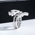 thumbnail image 3 of Pear Cut Diamond Engagement Bridal Ring Set, Bezel Set Diamond Ring Set, Chevron Wedding Band With Cluster Diamond Ring, 925 Sterling Silver, 2.6 Ct Simulated Diamond, Partywear Ring, 3 of 5
