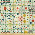 thumbnail image 2 of Ambesonne Geometric Fabric by the Yard Microfiber, Circles Dots Triangles, 3 Yards, Scarlet and Earth Yellow, 2 of 2