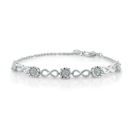 Brilliance Fine Jewelry 1/10 CTTW Diamond Women’s Infinity Tennis Bracelet .925 Sterling Silver