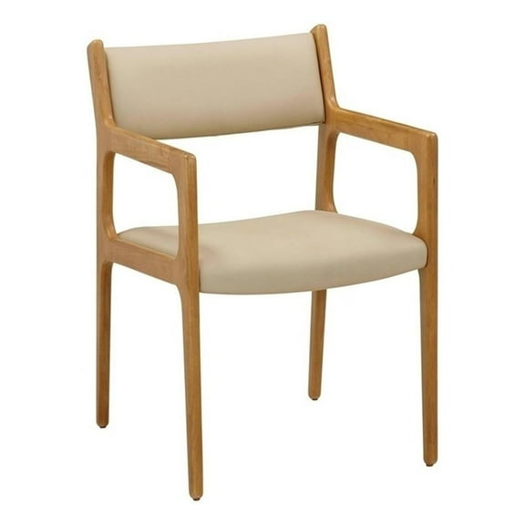 Pemberly Row Mid-Century Cream Vegan Leather Dining Chair - Set of 2