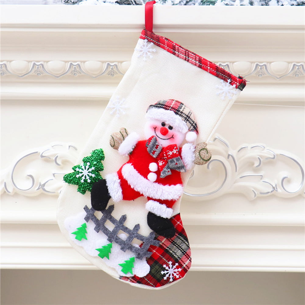 15 Pieces 3D Mini Christmas Stockings Felt Santa Snowman Gift Holders Gift and Treat Bags for Christmas Party Decorations