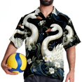 thumbnail image 4 of Swan Men's Casual Hawaiian Shirt Printed Button Down Short Sleeve Summer Beach Shirts Unisex, 4 of 6