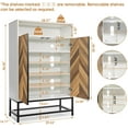 thumbnail image 2 of Shoe Cabinet with Doors, 7-Tier Shoe Storage Cabinet with 3 Adjustable Shelves, Wooden Shoe Organizer Cabinet for Entryway, Hallway, Closet, Living Room, White, 2 of 15