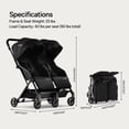 thumbnail image 5 of Mompush Lithe Double Stroller with Two Large Individual Side by Side Recline Seat, Black, 24.5LB, Unisex, 5 of 9