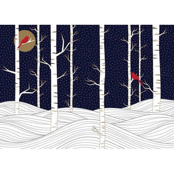 Birch Trees in Winter Deluxe Boxed Holiday Cards (20 Cards, 21 Self-Sealing Envelopes), (Hardcover)