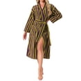 thumbnail image 2 of INSPIRE CHIC Womens Bath Robe Fleece Fluffy Terry Long Sleeve Belt Full Length Striped Plush Shaggy with Pockets Spa Shower XL Green, 2 of 5