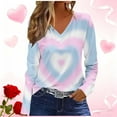 thumbnail image 2 of Stamzod Womens Long Sleeve T Shirts Lover Heart V Neck Loose Valentines Shirt Fashion Casual Tops for Women 2026 Blue B XL, 2 of 5