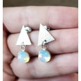 thumbnail image 4 of Round Opalite Silver Earrings ROSE, 4 of 9