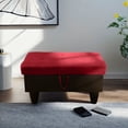 thumbnail image 4 of WRTEYEUI Ottoman Rectangular Storage Ottoman Bench, Flannel Footrest Stool Footstool with Lid for Living Room, Bedroom, Entryway, Red&Black, 35"x23.5"x17.5", 4 of 10