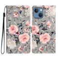 thumbnail image 7 of Compatible for iPhone 15 Plus Flip Folio Case Wallet, Cute Women Girls Premium PU Leather Case with Card Holder Wrist Strap Magnetic Flip Stand Book Cover Anti-Shock Anti-drop, Gray Bottom Flower, 7 of 7