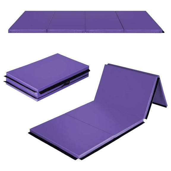 Gymnastics Mat 4'x10'x2" Thick Tumbling Mat with Carrying Handles Floding Interlocking Gym Mat for Gymnastics, Wrestling, MMA, Martial Arts, Stretching, Workouts Violet 4x10 FT