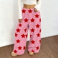 thumbnail image 5 of Women's Flannel Pajama Pants Elastic Waist Wide Leg Fuzzy Lounge Pants with Pockets Valentine's Day Winter Sleepwear Causal Sleep Pj Bottoms Pants, 5 of 8
