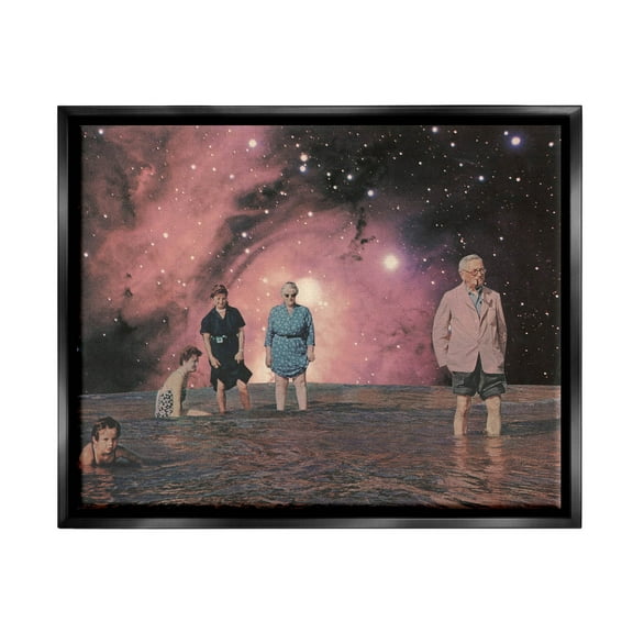 Stupell Industries Surreal Family Vivid Galaxy Planet Graphic Art Jet Black Floating Framed Canvas Print Wall Art, Design by Matheus Lopes Castro