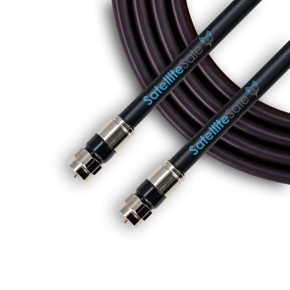 SatelliteSale Digital 75Ohm RG-6/U Coaxial Cable with F-Type Connector Indoor/Outdoor Universal Wire Black Cord 200 feet