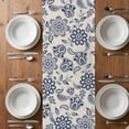 thumbnail image 6 of Navy Blue Flowers Table Runner - 48 Inch Long, Kitchen Dining Table Runner Dresser Scarves, Retro Ethnic Floral Pastoral Art Farmhouse Decor for Coffee Tables Wedding Party Banquet, 6 of 8