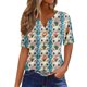 thumbnail image 1 of Blusas de Verano de las Mujeres Casual Gradiente Manga Corta V-Cuello Superior, Ligera Imitación de Tela de Estante para la Primavera Y el Verano Diario Y de Fiesta, 1 of 5
