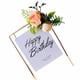 thumbnail image 5 of Yuarrent 1 unidad de adornos acrílicos para pastel de feliz cumpleaños con flores rosas, adorno dorado para pastel de cumpleaños, decoración Herramientas y accesorios para hornear blanco cuadrado, 5 of 6