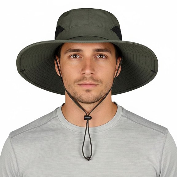 zrova UPF 50 Waterproof Sun Hat for Men Women, Wide Brim Bucket Boonie Hat, UV Protection Foldable Breathable Hat for Fishing Hiking Camping
