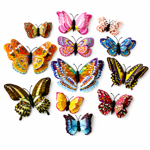 Glow Butterfly Wall Stickers 12 Pcs, Magnetic PVC 3D Butterfly Decals for Refrigerator Wall Glass Party Bedroom Decor, Multicolor