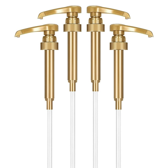 4Pack Gold Little Squirt Syrup Pumps for Coffee Syrup Bottles, Fits