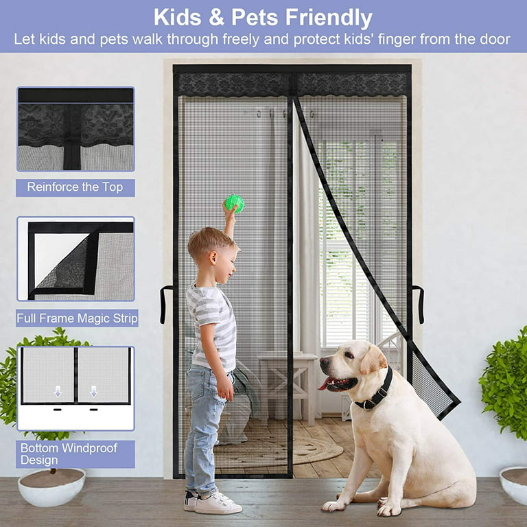 Magic Mesh Hands Free Magnetic Screen Door, Curtain Keeps Bugs Out, Hands  Free, Pet & Kid Friendly 