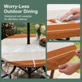 thumbnail image 4 of Round Outdoor Tablecloth with Umbrella Hole and Zipper, Orange Beige Stripe Tablecloth with Elastic Waterproof, Modern Art Horizontal Striped Patio Table Covers for 55" - 60" Picnic Pool Tables, 4 of 8